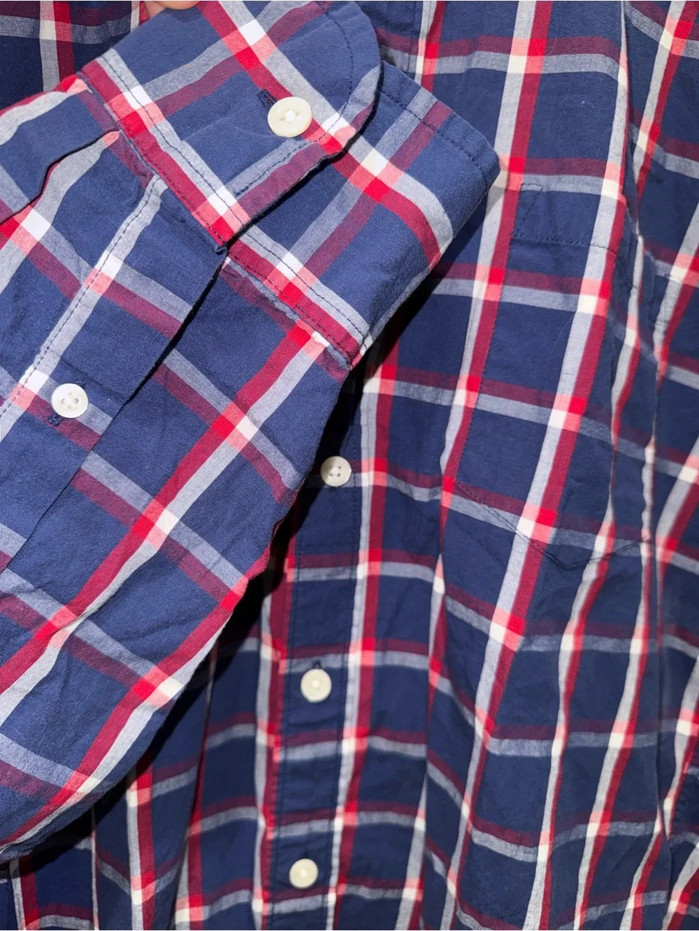 J. Crew Men's Navy Red Plaid Button-Down Shirt